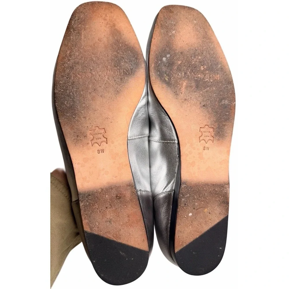 Enzo‎ Angiolini Metallic Liberty Square Toe Leather Loafers 8M